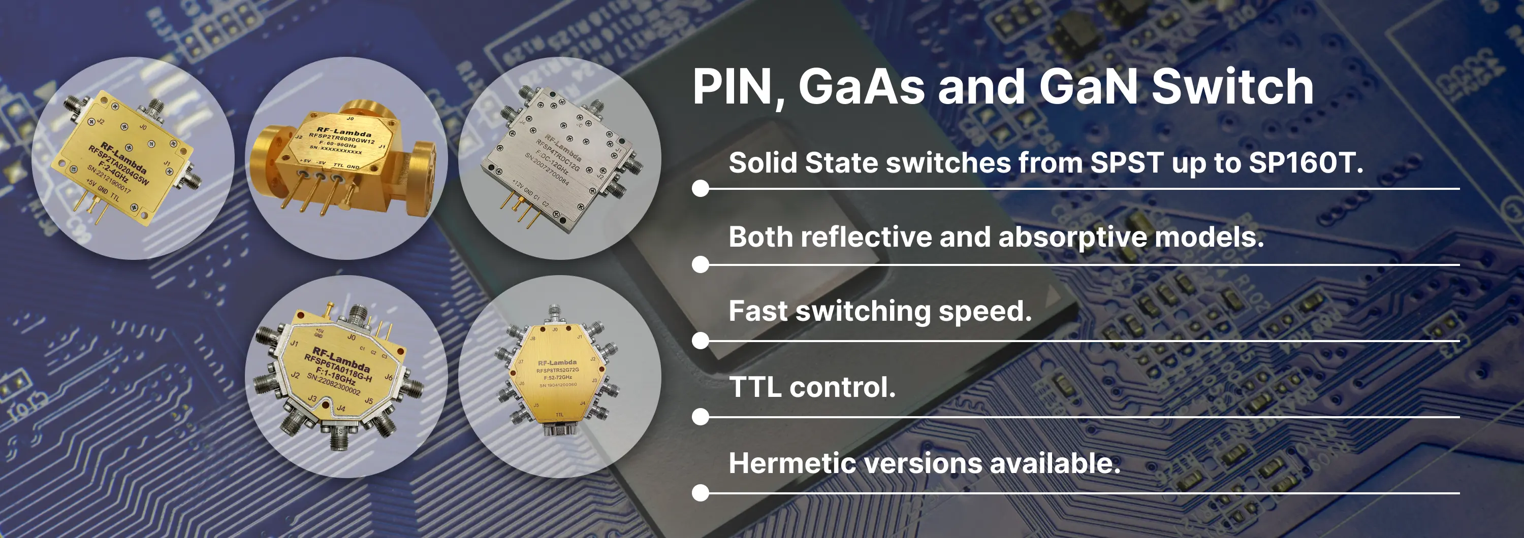 PIN, GaAs and GaN Switch (High Speed) Banner